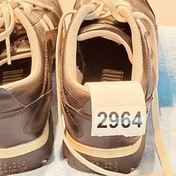 Skechers Shoes Womens Size 7.5 Black Leather Comfort Walking Athletic 45055 Y2K - Picture 16 of 16